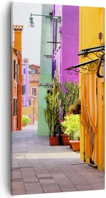 Produktbild von Bild auf Leinwand - Leinwandbild - Sommer Straße Haus - 55x100cm - Wand Bild - Wanddeko - Leinwanddruck - Bilder - Kunstdruck - Wanddekoration - Leinwand bilder - Wandkunst - PA55x100-3583