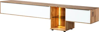 Image de MASSIVMOEBEL24 | Meuble TV en bois de Chêne 240x43x55 naturel huilé /blanc WIEN #110
