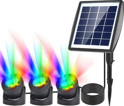 Produktbild von LED-Solarstrahler, wasserdicht, solarbetrieben, fuer Gartenteich, 12 Farbwechsel, Rasen- und Hinterhofbeleuchtung, Sicherheits-Landschaftslampe fuer den Aussenbereich