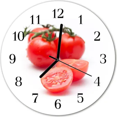 Produktbild von Glasuhr Wanduhr Küchenuhr Echt-Glas 30fi cm Tomaten rot