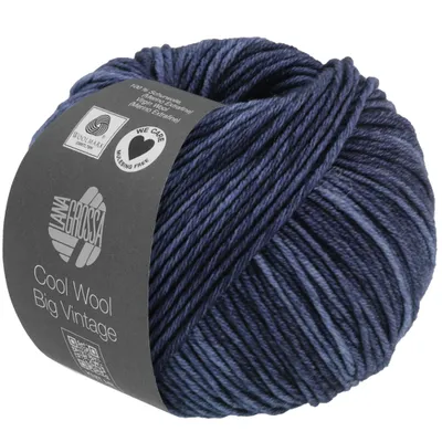 Produktbild von Lana Grossa Cool Wool Big VINTAGE 50 g Ton-in-Ton gefärbte Wolle in Vintage-Optik 120 m Farbe 7166 - Dunkelblau