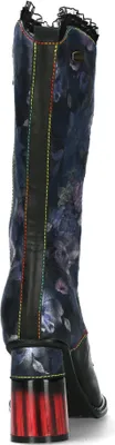 Produktbild von Laura Vita Damen Stiefel Leder Rüschen Blumenmuster Blockabsatz Gucstoo 45, Größe:38 EU, Farbe:Schwarz