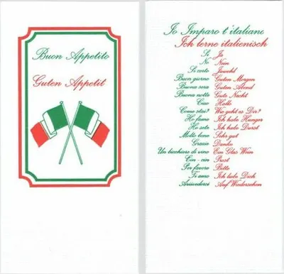 Produktbild von 500x Motivservietten "Ich lerne italienisch" 40x40cm 1/8 Falz 2-lagig