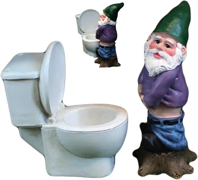 Productafbeelding van Grappige Tuinkabouters - Kabouter Decoratie - Tuin Opvrolijken - Uniek Toilet Ontwerp - 12 x 12 x 5 cm - Multicolor