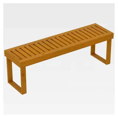 Produktbild von 2-Sitzer Gartenbank aus Holz, wetterfest, 300 kg belastbar, Parkbank mit Latten-Sitz, Gartenmöbel für Garten, Balkon, Terrasse, Hof, Veranda 128 x 51 x 73 cm, Teak