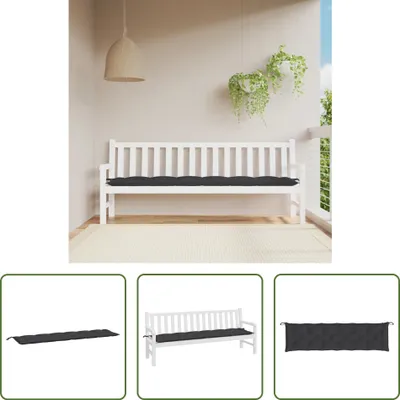 Image de The Living Store Coussin pour banc de jardin Noir 200x50x7 cm Tissu Oxford