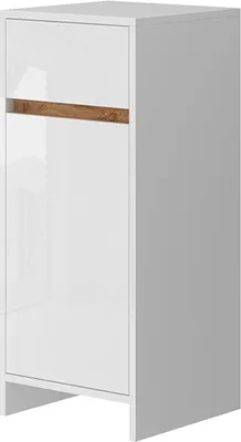 Obrázek produktu pro Midi skříňka Vicco Detmold Bílý vysoký lesk/zlatý dub power 35 x 82 cm s dvířky a zásuvkou, Model 49529