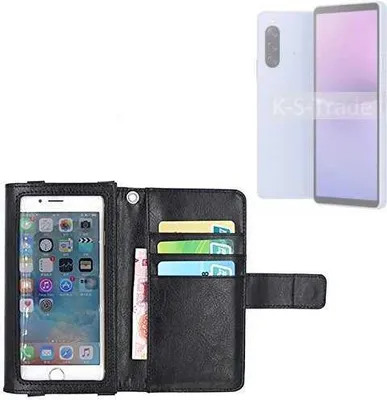 Produktbild von K-S-Trade Handy Hülle Schutz Hülle Kompatibel mit Sony Xperia 10 V Case mit Displayschutz / Schutzfolie Flip Cover Wallet case Etui Hülle schwarz