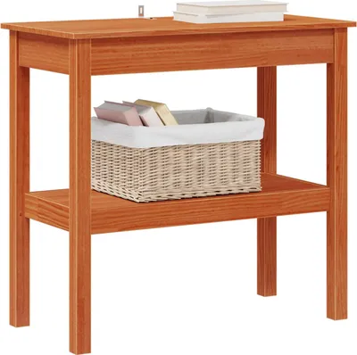 Image de vidaXL Table d'appoint marron ciré 80 x 40 x 75 cm en pin massif