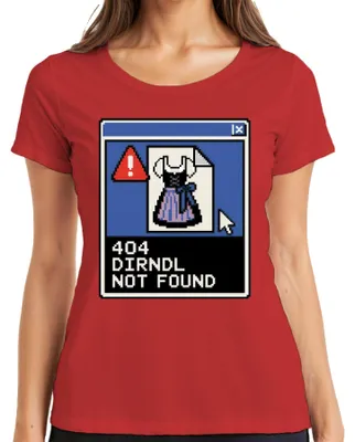 Productafbeelding van 404 Dirndl niet gevonden. , Wiesn, traditionele kleding, lederhosen, Bayern, dames T-shirt, rood, maat M