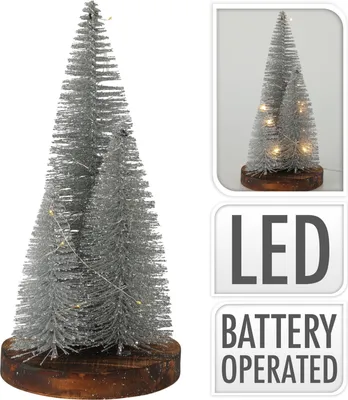 Produktbild von Künstlicher Weihnachtsbaum 30cm mit LED und Timer - Silberne Deko Spielzeug