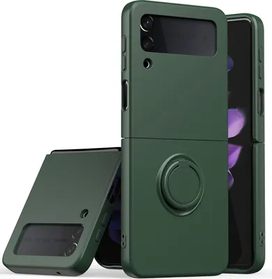 Produktbild von Samsung Z Flip 3 2021 Handyhülle, Ring Halter Ständer Kratzfeste Weiche Silikon schutzhülle für Samsung Galaxy Z Flip 3 5G Grün