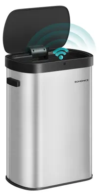 Produktbild von SONGMICS Mülleimer mit Sensor, 50 L, Softclose-Deckel, Edelstahl – metallicsilber + tintenschwarz
