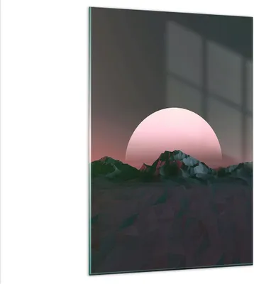 Produktbild von Bilder auf glas - Einteilig - Landschaft Berge Sonne - 80x120cm - Glasbilder - Wandbilder - Bilder - zum Aufhängen bereit - Wanddekoration aus Glas - Glas Bilder - Wandbild auf Glas - GPA80x120-4320
