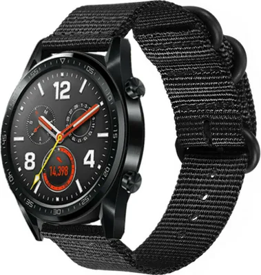 Produktbild von Strap-it Huawei Watch GT 2 Nylon Schnallenarmband (Schwarz)