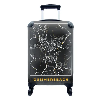 Produktbild von MuchoWow® Koffer Handgepäck Trolley Rollkoffer Kleine Reisekoffer mit 4 Rollen - Gummersbach - Stadtplan - Gold - Karte - Deutschland - Cabin Size < 55x40x23 cm & 55x40x20 cm - Fotokoffer - Kabinenkoffer - Boardgepäck - Reise-Box - Reisekoffer - Reisegepäck - Koffer mit Bild - Trolley für Kinder