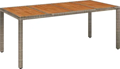 Produktbild von vidaXL Gartentisch mit Holzplatte Grau 190x90x75 cm Poly Rattan