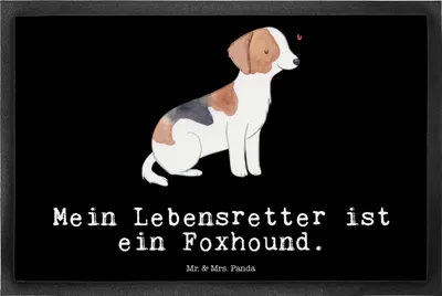 Produktbild von Mr. & Mrs. Panda Schmutzmatte Foxhound Lebensretter 40 x 60 cm - Schwarz - Geschenk, Jagdhund, Abtreter, fußmatte, Schmutzfangmatte, Gummimatte, Laufhund, Gummi-Fußmatte