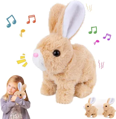 Imagen del producto de Conejo de peluche interactivo con movimiento y sonidos, de aproximadamente 25 cm, para niños