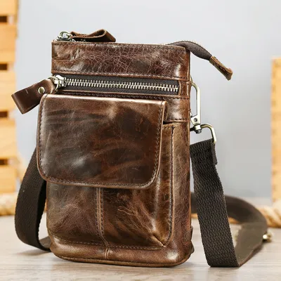 Image de INF Sac à bandoulière en cuir véritable pour homme
