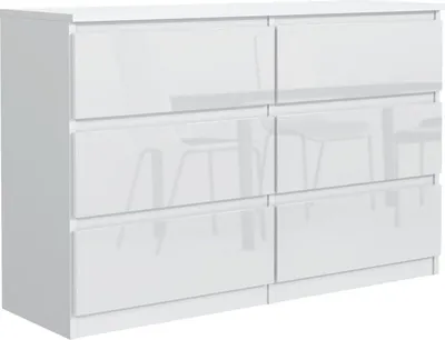 Produktbild von Mobelsta Kommode, Schrank mit Schubladen, Modernes Sideboard, Schubladenschrank, Kommodenschrank, Weiß  & Hochglanz 138,5x39x78,5 cm