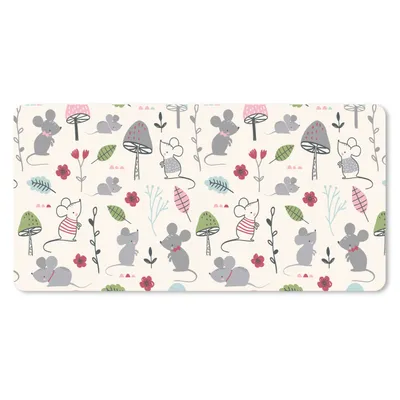 Produktbild von MuchoWow® Schreibtischunterlage Mäuse - Muster - Herbst - Pilz 80x40 cm - XXL Mauspad - Gaming Mauspad