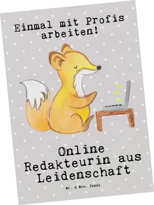 Produktbild von Mr. & Mrs. Panda Postkarte Online Redakteurin Leidenschaft - Grau Pastell - Geschenk, Ansichtskarte, Fotokarte, Postkarten, Grußkarte, Ansichtskarten