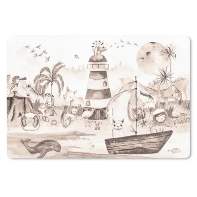 Produktbild von MuchoWow® Mauspad Mousepad Strand - Kinder - Leuchtturm - Alpaka - Meer - Tiere 27x18 cm - Mousepads - Maus Mat - Pad - Mausunterlage - Büroartikel - Desk Matten