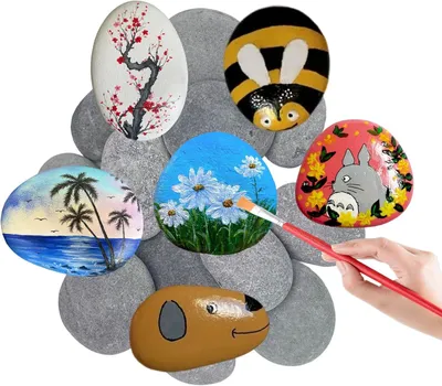 Produktbild von Malkiesel 20 Stück, 4-6 cm, natürliche Zeichensteine, für Aquarium