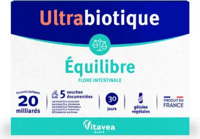Productafbeelding van Voedingssupplement voor een gezonde darmflora, Vitavea Santé Ultrabiotique Équilibre, 30 capsules