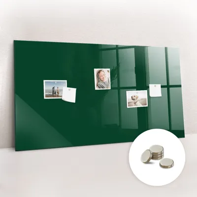 Obrázek produktu pro Magnetická Tabule na Zeď Skleněná - Memo Board Kleněnou Přední Stranou - 5 magnetů v balení - 120x60 cm - Barva lahve zelená