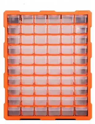 Obrázek produktu pro Rosfix Organizér do Dílny ORG-60PRO | 60 Zásuvek | 13,8 x 4,8 x 3,4 cm | Nástěnný a Volně Stojící | Průhledné Zásuvky