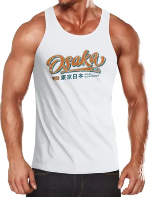 Produktbild von Herren Tank-Top japanische Schriftzeichen Japan Schriftzug Osaka Muskelshirt Muscle Shirt Neverless® weiß XXL