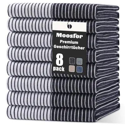 Produktbild von Geschirrtücher 100% Baumwolle 8er Set 46 x 72 cm Schwarz