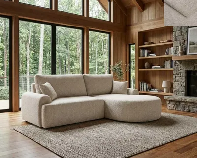 Obrázok produktu pre Rohová sedačka TERACINA Nordelo s funkciou spania a úložným priestorom Universal L/R 246 cm látka GLOW 3 HELLBEIGE