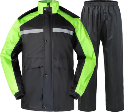 Immagine prodotto di Tuta impermeabile da uomo a due pezzi – Pantaloni e giacca, verde, taglia XXL