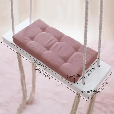 Immagine prodotto di Sedia a dondolo per bambini - Altalena per neonati in legno con imbottitura spessa - Adatta per interni ed esterni - Per bambini da 0 a 36 mesi - Fino a 50 kg - Rosa