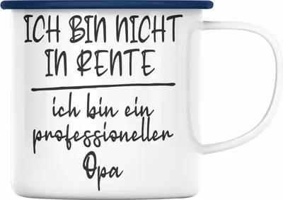 Produktbild von Trendation - Professioneller Opa Geschenk Rente Geschenkidee Emaille Tasse Grossvater (Blau)
