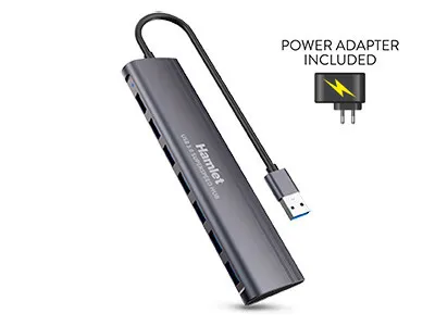 Produktbild von Hamlet XHUB-07A3P Schnittstellen-Hub USB 3.2 Gen 1 (3.1 Gen 1) Type-A 5000 Mbit/s Schwarz