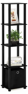 5-Stufen Display-Regal mit Bin, schwarz, werkzeuglose Montage
