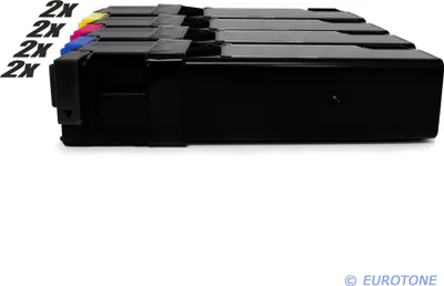 Produktbild von 8x Eurotone Toner Alternative für Xerox 106R01597 Black Schwarz / 106R01594 Blau Cyan / 106R01595 Rot Magenta / 106R01596 Gelb Yellow