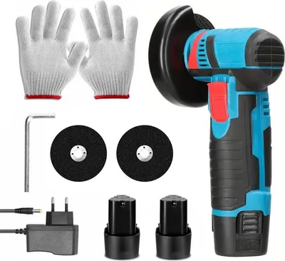 Obrázek produktu pro Mini úhlová bruska – 12 V akumulátor – 19 500 ot./min – regulace otáček – se 2 akumulátory – zástrčka EU