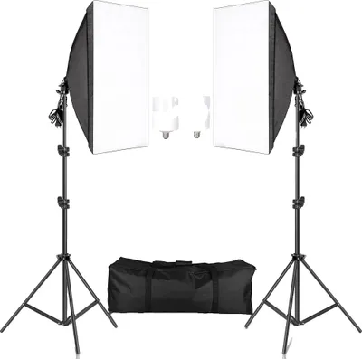 Obrázok produktu pre Sada na osvetlenie fotografického softboxu, softbox 50 x 70 cm, svetelný stojan 2 m, 30 W LED lampy