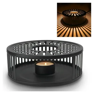 Produktbild von Creano schwarzes Stövchen "Stripes" aus Edelstahl mit Teelichthalter - stabil klappert Nicht - für sämtliche Teekannen geeignet