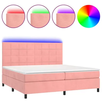 Immagine prodotto di vidaXL Letto a molle con materasso e LED rosa 200x200 cm in velluto