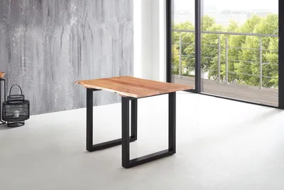 Produktbild von Esstisch Baumkante massiv Akazie natur 120 x 80 U-Gestell schwarz LUBIN