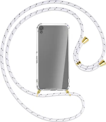 Produktbild von Handykette Backcover-Schutzhülle mit Band (Metall goldfarben) für Sony Xperia XA - weiß/grau