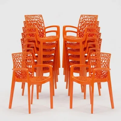 Produktbild von 22er Set Gruvyer Arm Grand Soleil Stühle poliertem Polypropylen mit Armlehnen - Orange