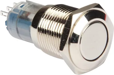 Produktbild von Velleman R1600, Drucktasten-Schalter, Kabelgebunden, Messing, Nickel, IP65, 230 V