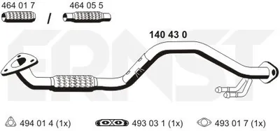 Produktbild von ERNST Abgasrohr Auspuffrohr für VW GOLF VI (5K1) Vorne 140430